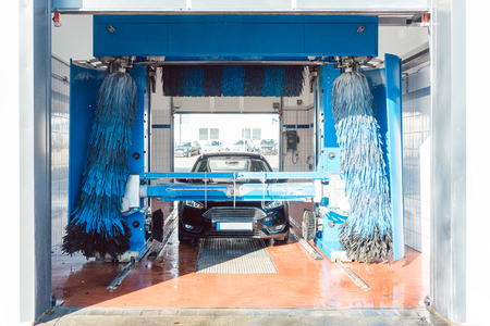 Brush turning in car washの写真素材