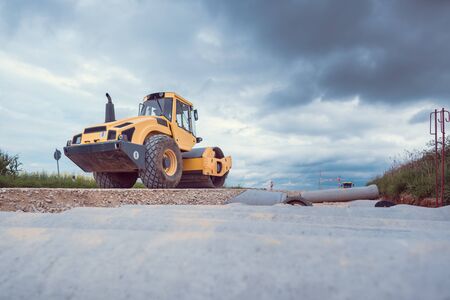 Bulldozer working on sewer construction project