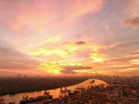 Sunset at Bangkok harbour