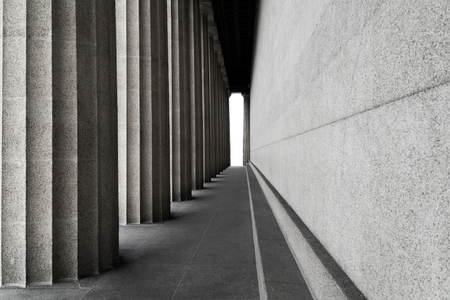 Row of classic columns in black and whiteの写真素材