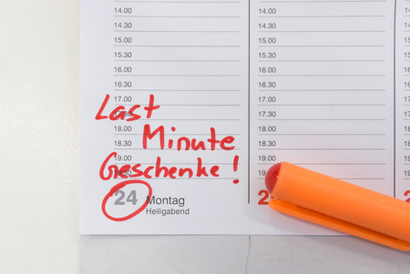 calendar with red markers - last minute gifts