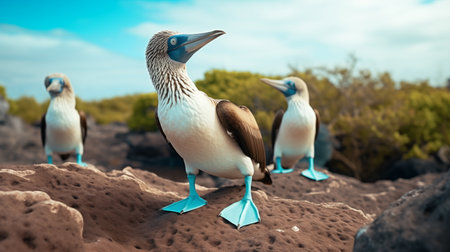 Blue-footed booby (Sula nebouxii) on the Galapagos Islands, Ecuadorの素材