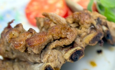 grilled meat with saladの写真素材