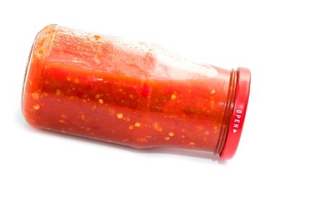 Open me. Glass jar with TomTom.の写真素材