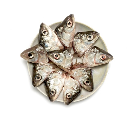 fish head on a plate