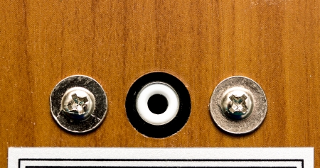 technical hole in the wood panelの写真素材