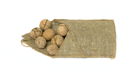 Walnuts in burlap
