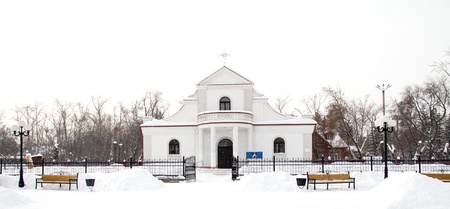 chapel in winter in snow Kazakhstan Petropavlovskの写真素材