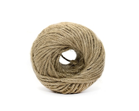 Skein of jute twine on the white background