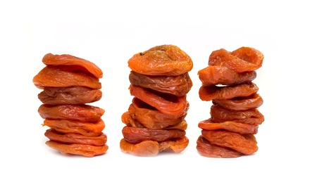 dried apricot on a white backgroundの写真素材