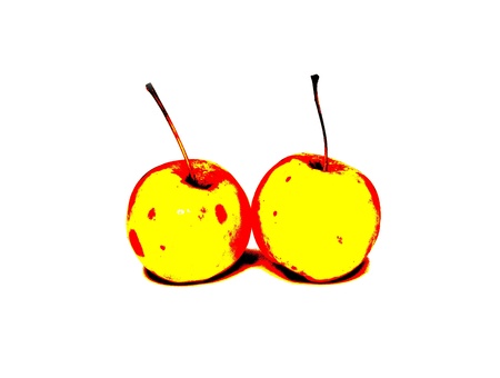 yellow apple on a white backgroundの写真素材