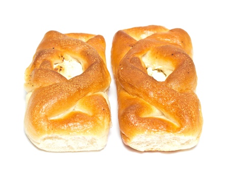 bun with cheese on a white backgroundの写真素材