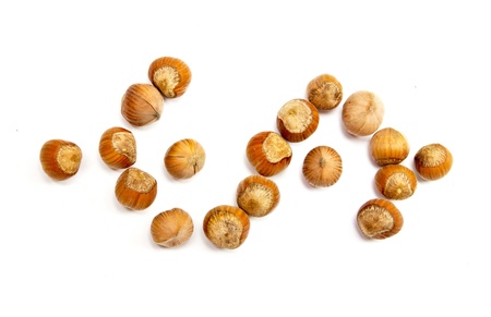 Composition from nuts on the white isolated background の写真素材