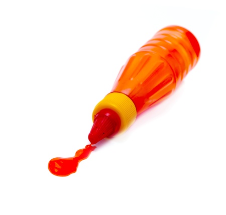 chili ketchup on a white backgroundの写真素材