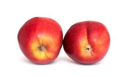 two red apples on white background