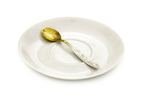 white plate spoonの写真素材