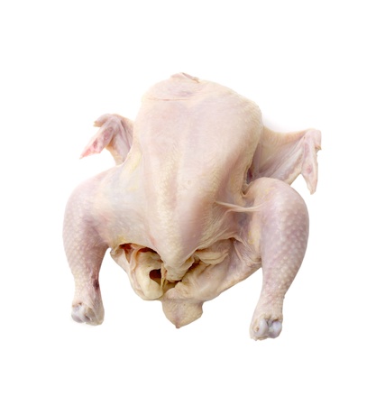 Raw chicken isolated on white backgroundの写真素材