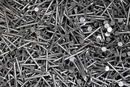 background of carpentry shiny nailsの写真素材