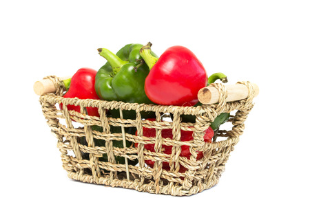 peppers in the basketの写真素材