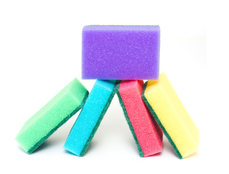 The foam sponge for washing dishes isolated on white background