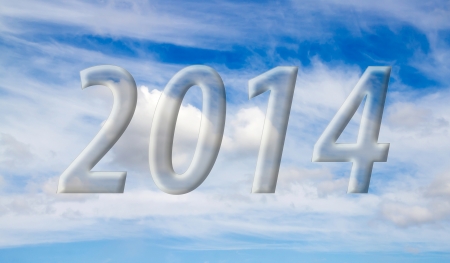 2014 on the clouds in the blue skyの写真素材