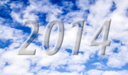 2014 on the clouds in the blue skyの写真素材