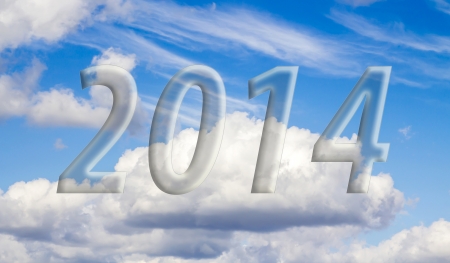 2014 on the clouds in the blue skyの写真素材