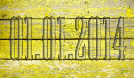 01.01.2014 transparent embossed on wooden backgroundの写真素材