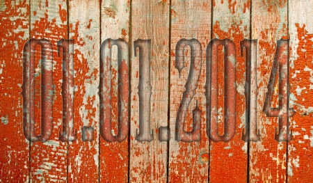 01.01.2014 transparent embossed on wooden backgroundの写真素材