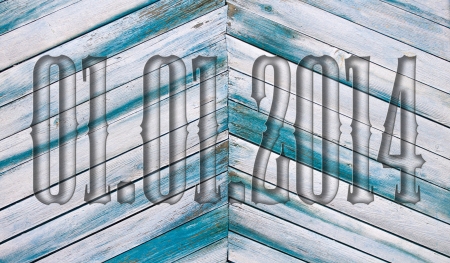 01.01.2014 transparent embossed on wooden backgroundの写真素材