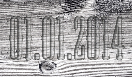 01.01.2014 transparent embossed on wooden backgroundの写真素材