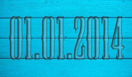 01.01.2014 transparent embossed on wooden backgroundの写真素材