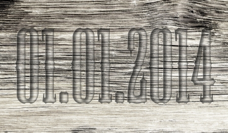 01.01.2014 transparent embossed on wooden backgroundの写真素材
