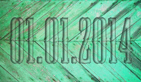 01.01.2014 transparent embossed on wooden backgroundの写真素材