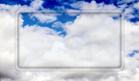 transparent frame for your text on a background of blue sky with clouds