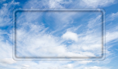 transparent frame for your text on a background of blue sky with clouds