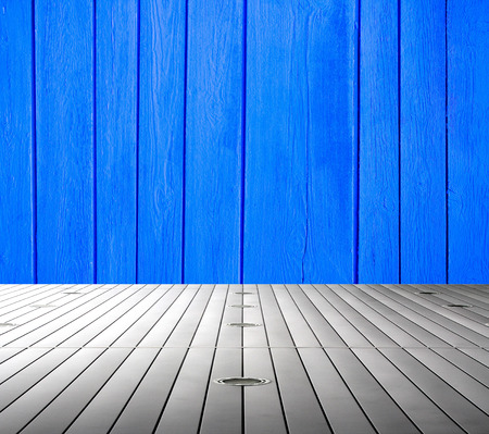 interior metal floor background on wooden wallの写真素材