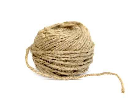 Skein of jute twine on the white backgroundの写真素材