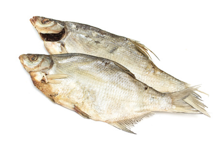 Dried fish on a white background