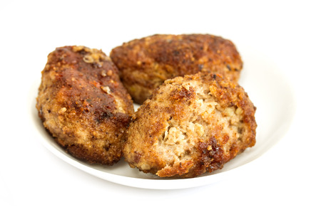 meatballs on a plate isolated on white backgroundの写真素材