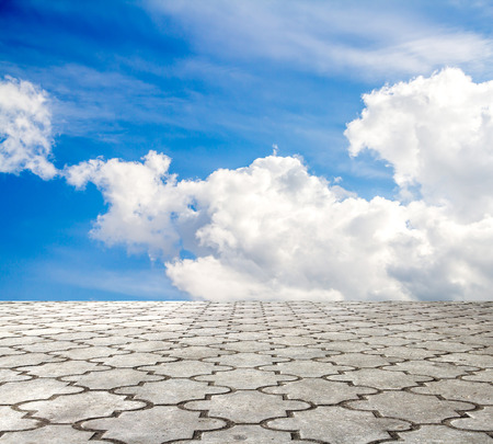 paving stone and blue skyの写真素材