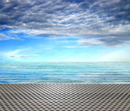 metal pier on the background of sea and sky