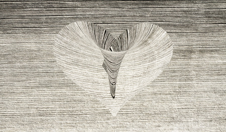 wooden heart on a wooden backgroundの写真素材