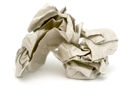 close up of a paper ball on white background with clipping pathの写真素材