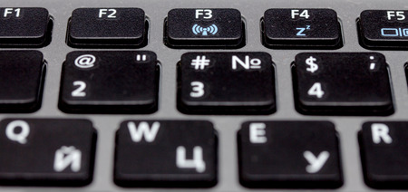 black keyboard with white letters, macroの写真素材