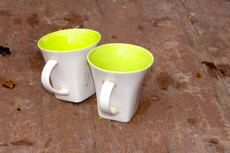 two empty glasses on the wooden table