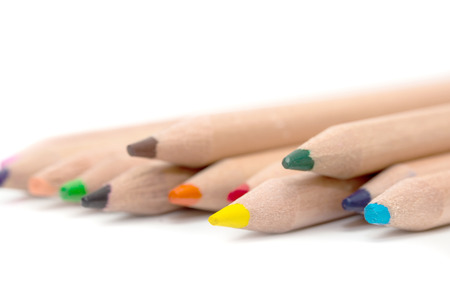 wooden pencils on white backgroundの写真素材