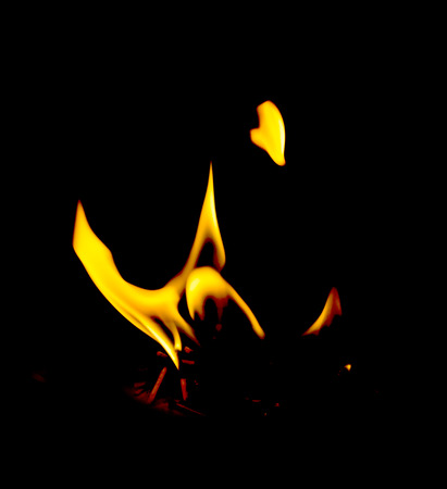 Fire flames on a black backgroundの写真素材