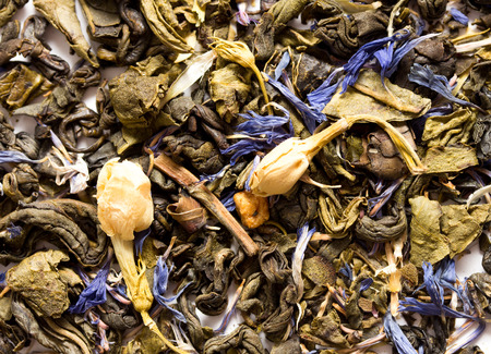 green tea with herbsの写真素材