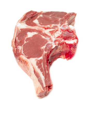 Fresh raw meat on the bone, white backgroundの写真素材